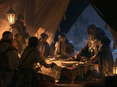 Desert Council Fantasy Illustration Poster. poster