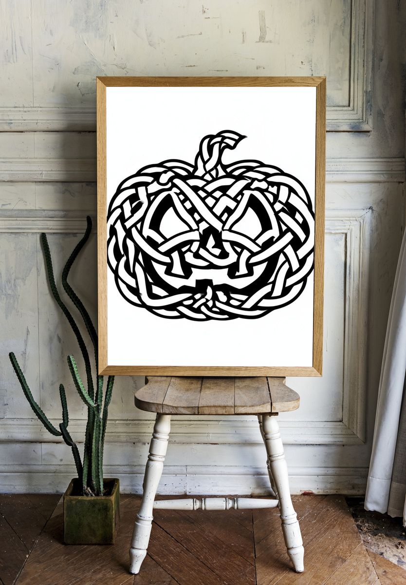 Celtic Knot Pumpkin Typography Print. — room view 1