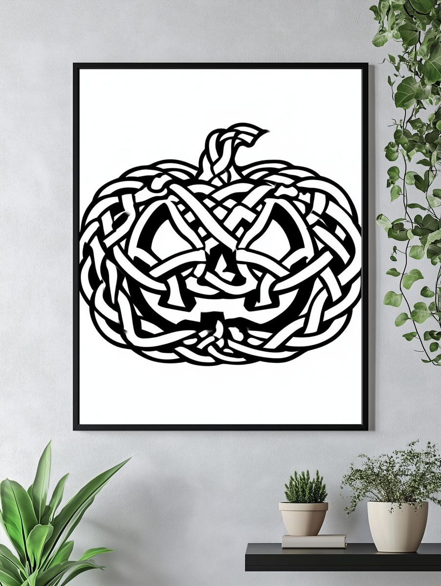 Celtic Knot Pumpkin Typography Print. — room view 4