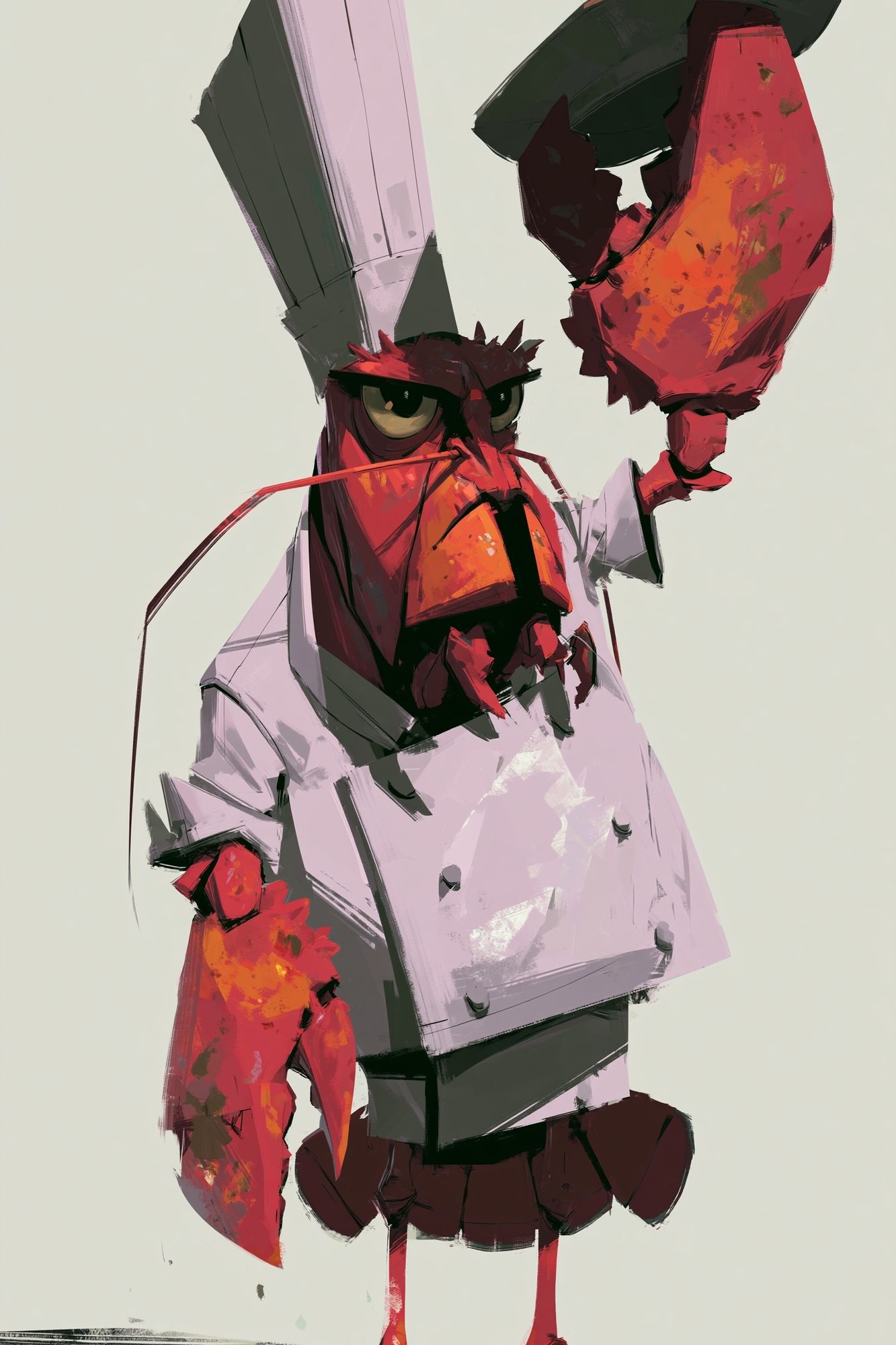 Angry Chef Bird Illustration Poster.