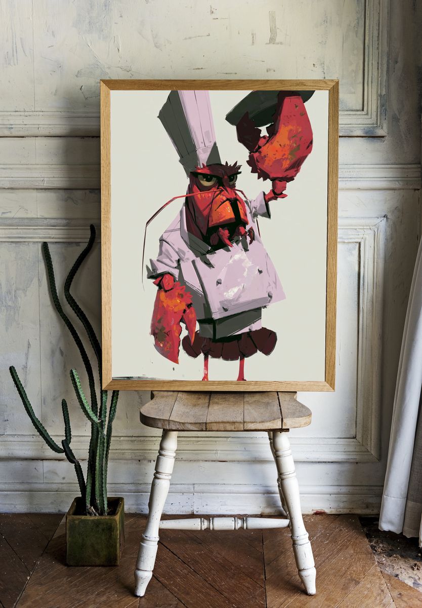 Angry Chef Bird Illustration Poster. room preview