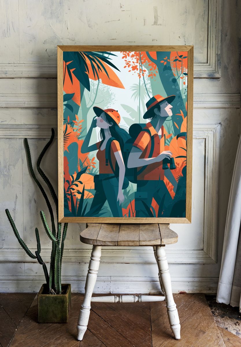 Jungle Explorers Illustration Poster. — room view 1