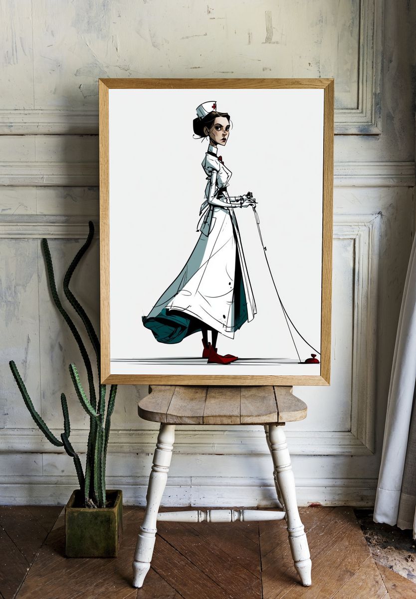 Nurse Fashion Illustration Poster. — room view 1