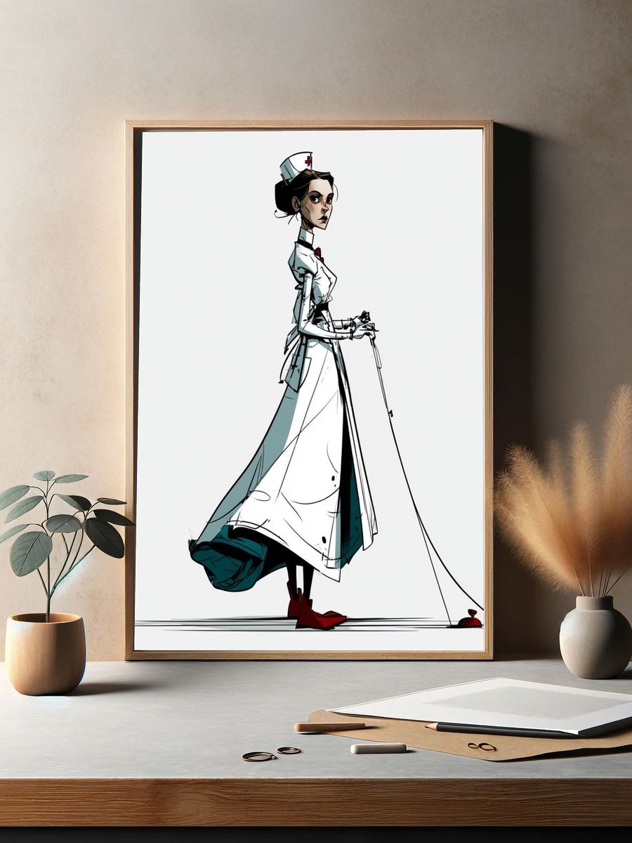 Nurse Fashion Illustration Poster. — room view 2