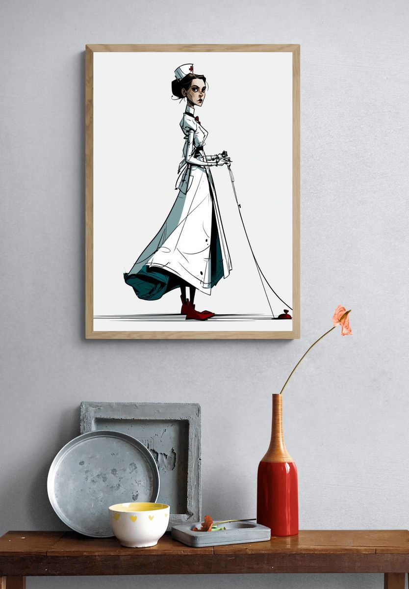 Nurse Fashion Illustration Poster. — room view 3