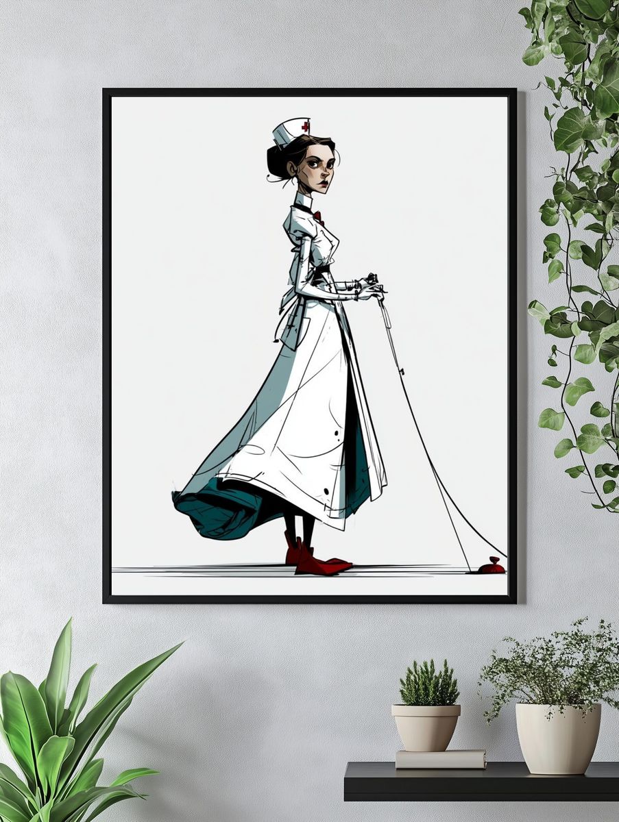 Nurse Fashion Illustration Poster. — room view 4