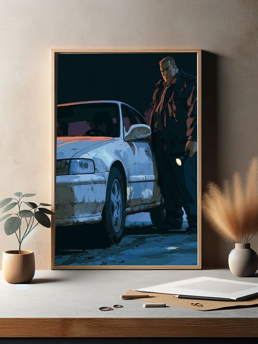 Noir Detective Car Scene Poster. — room view 2