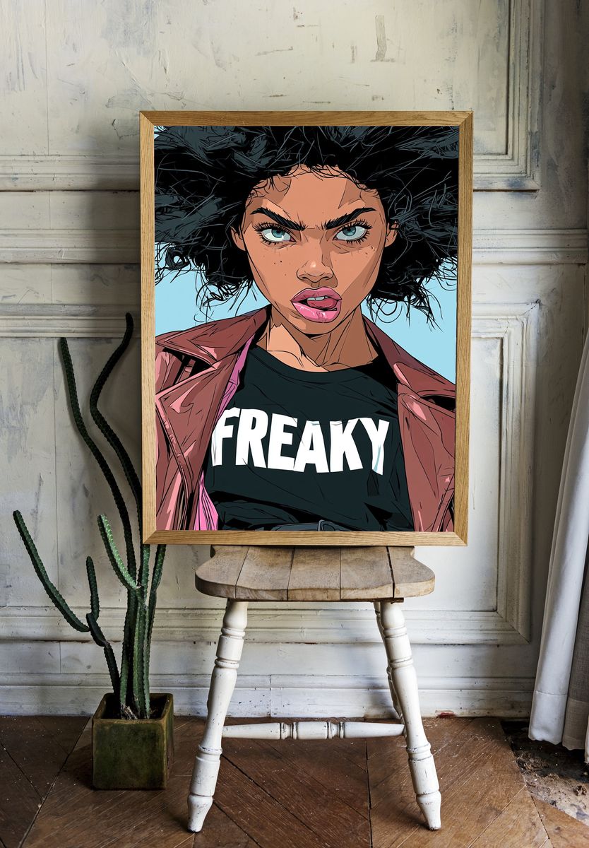 Freaky Comic Portrait Poster. room preview