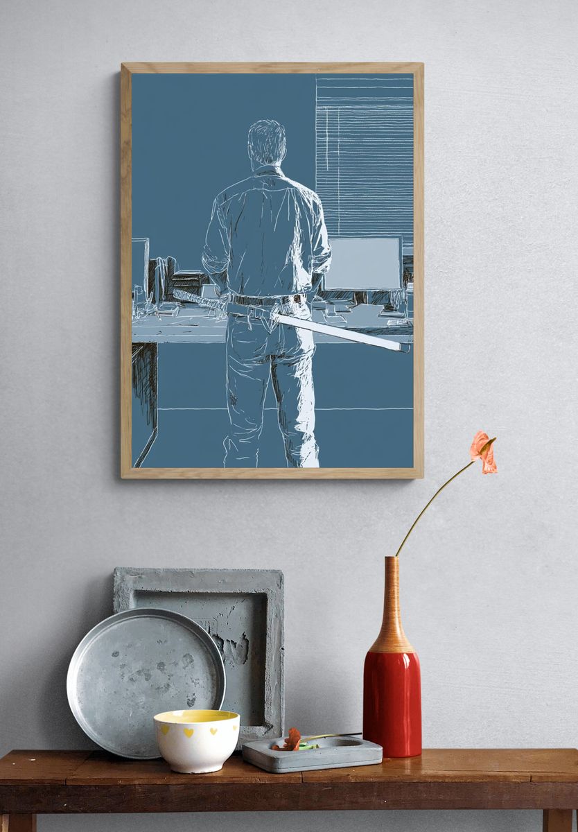 Office Figure Illustration Poster. — room view 3