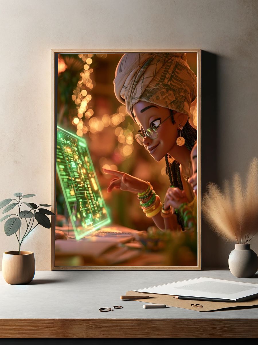 Afrofuturist Digital Glow Poster. — room view 2