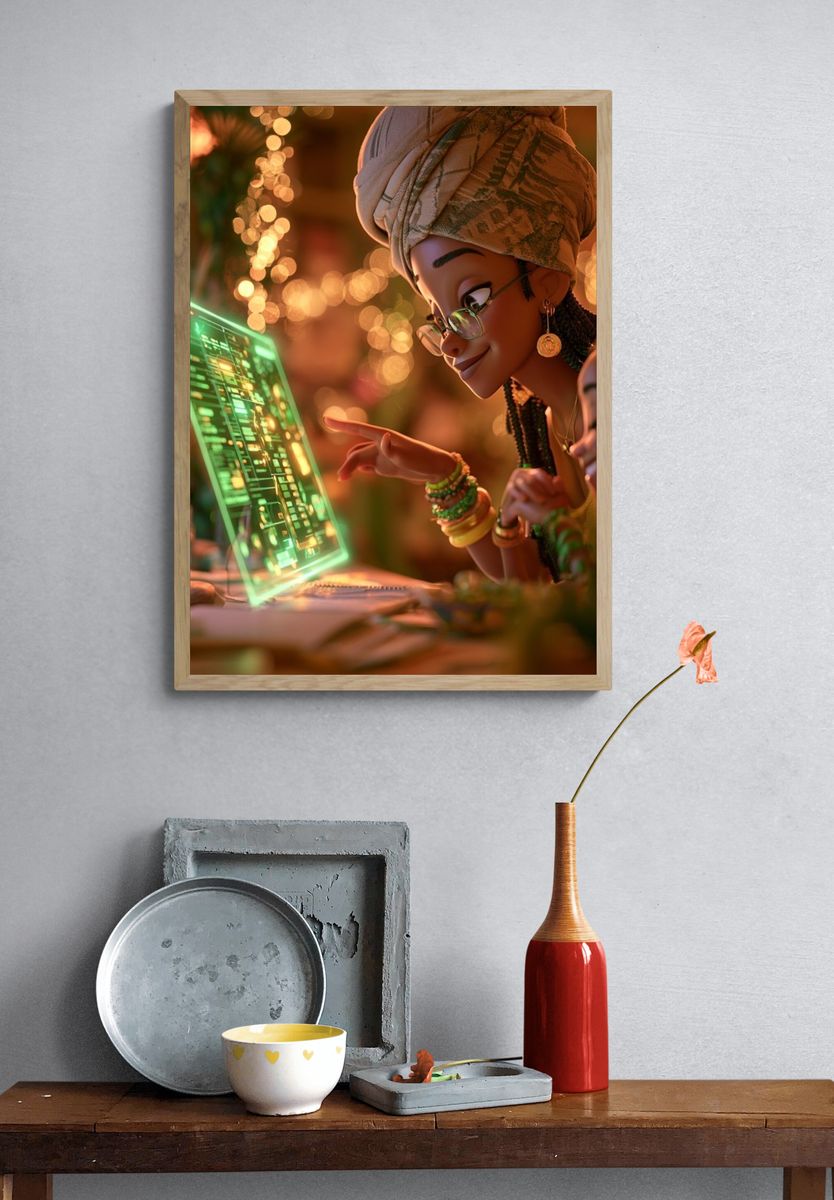 Afrofuturist Digital Glow Poster. — room view 3