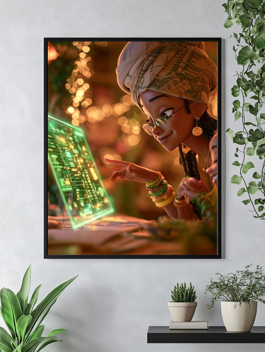 Afrofuturist Digital Glow Poster. — room view 4