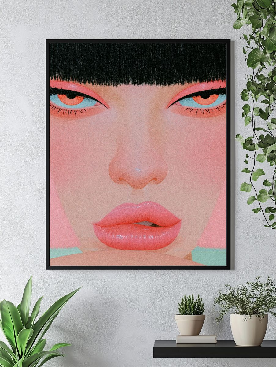Neon Gaze Portrait Print. — room view 4
