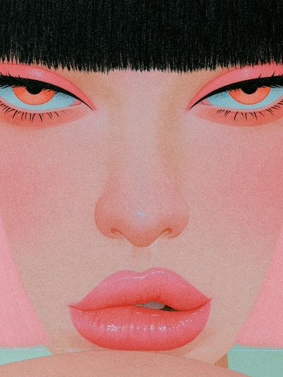 Neon Gaze Portrait Print. poster