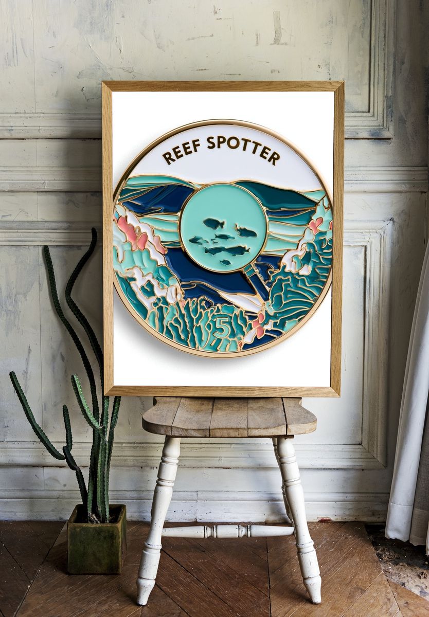 Reef Spotter Marine Illustration Poster. — room view 1