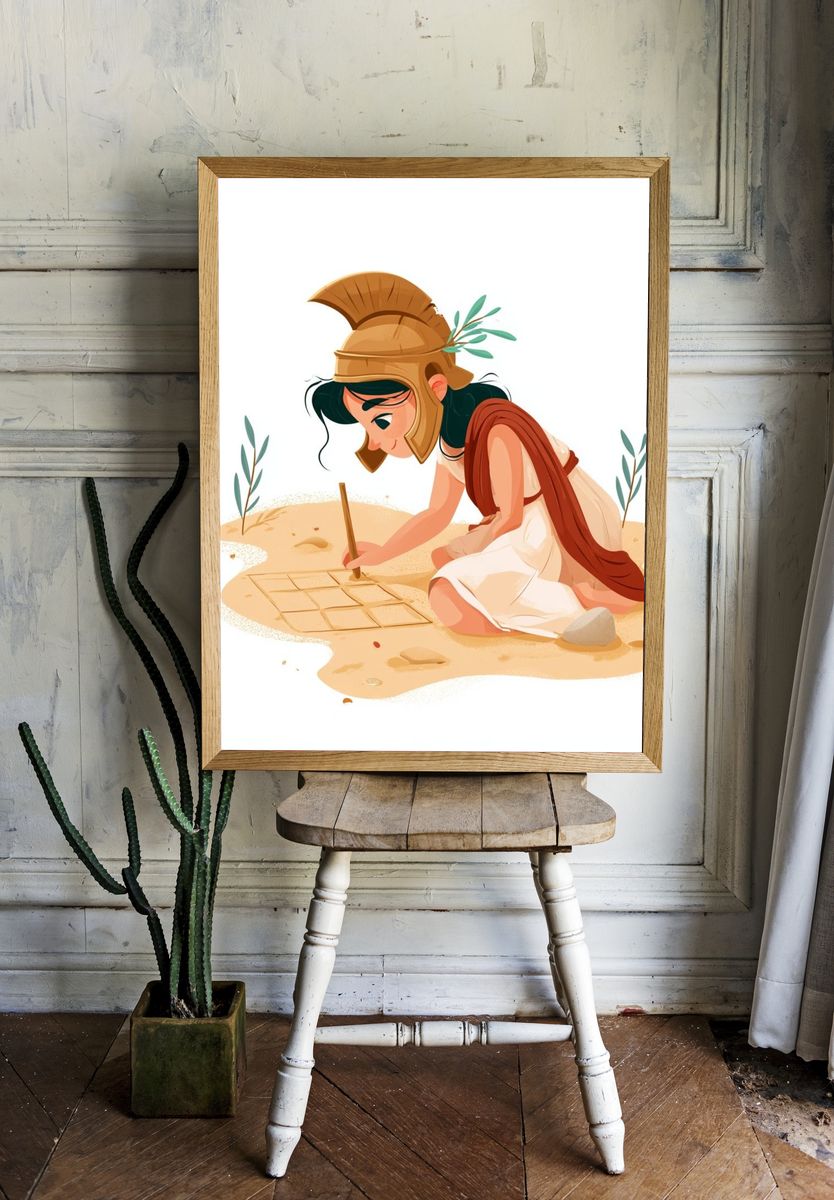 Greek Warrior Girl Illustration Poster. room preview