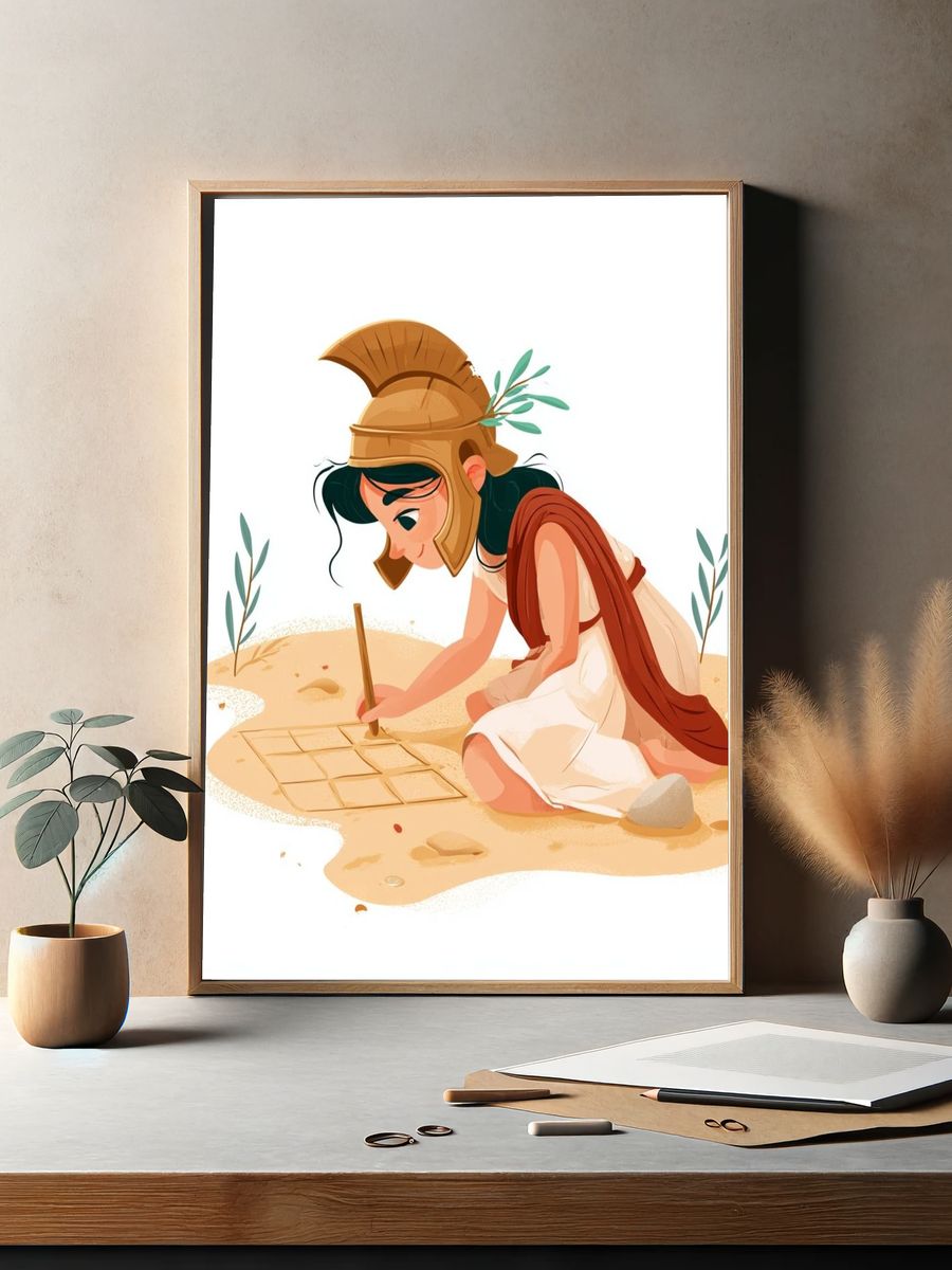 Greek Warrior Girl Illustration Poster. — room view 2