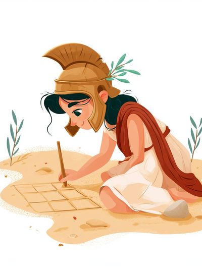 Greek Warrior Girl Illustration Poster.