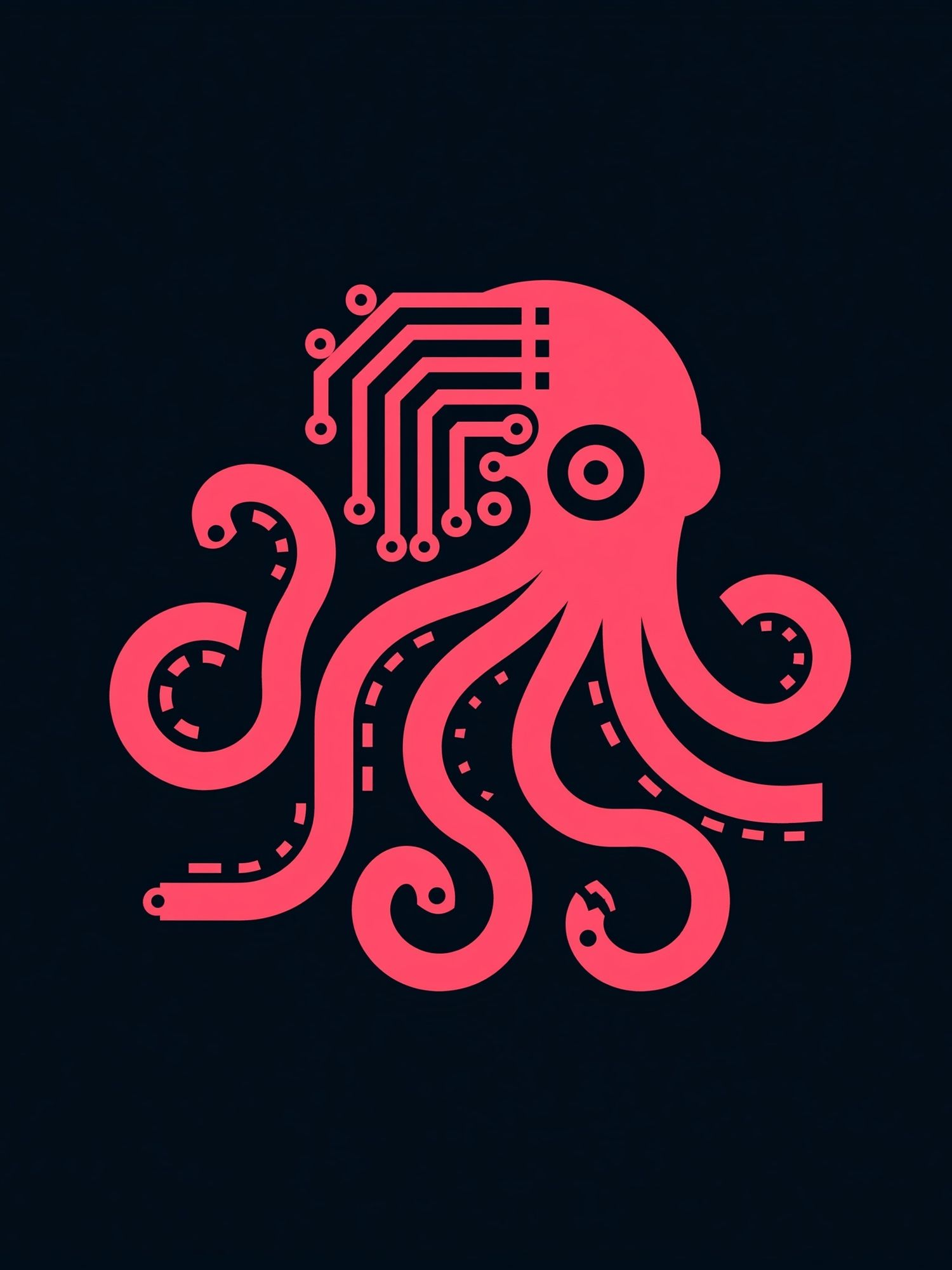 Neon Octopus Circuit Illustration Poster. poster detail