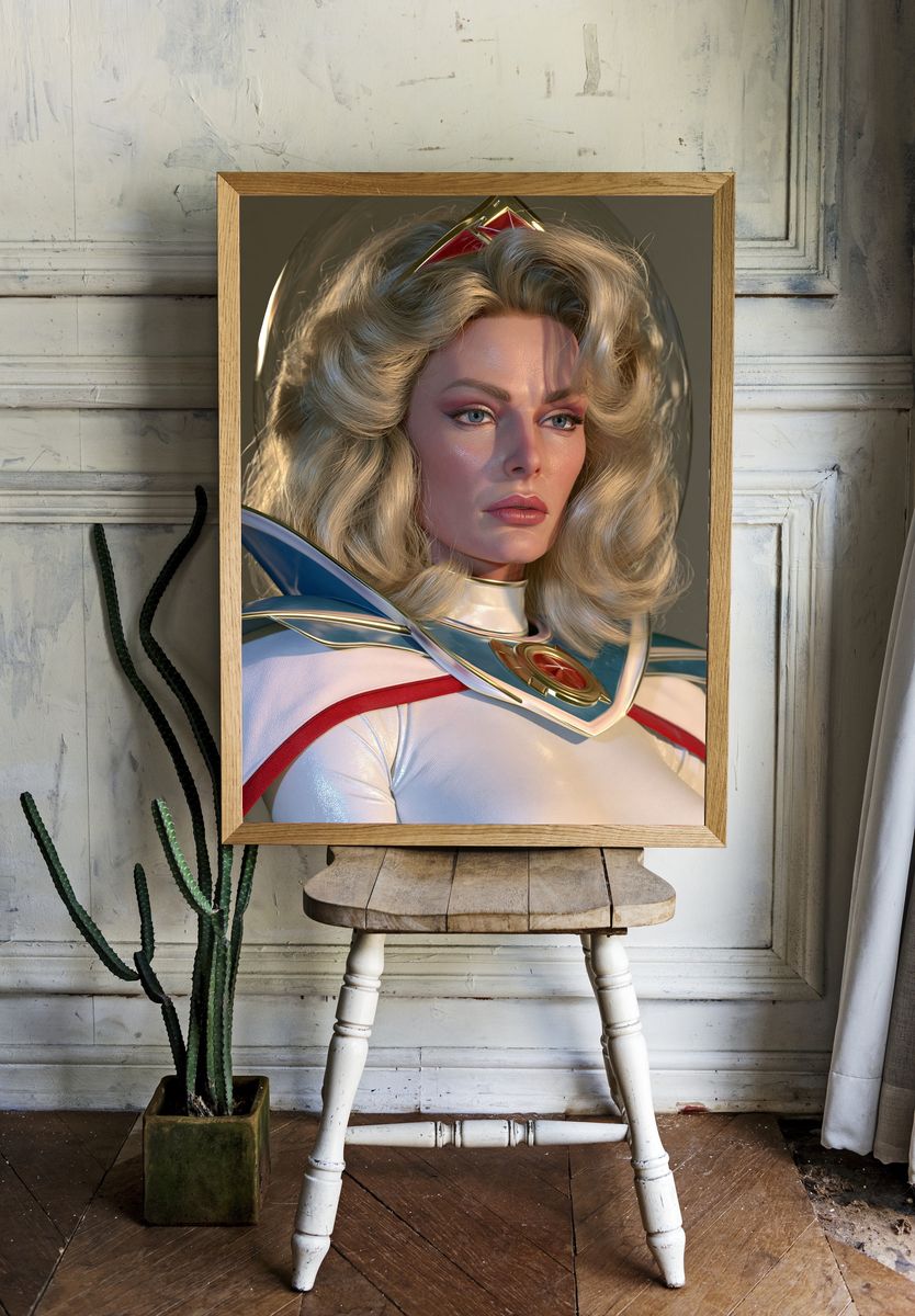Retro Sci-Fi Heroine Portrait Poster. — room view 1