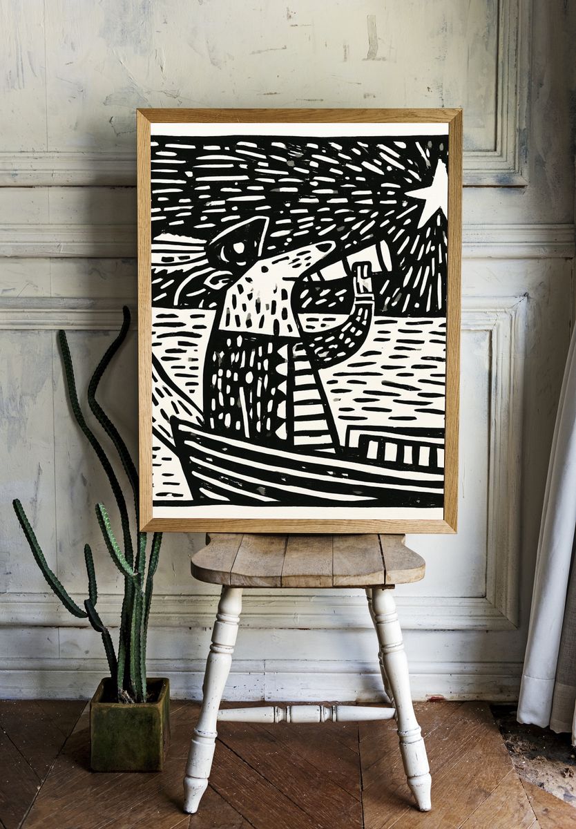 Starry Night Sailor Print. — room view 1