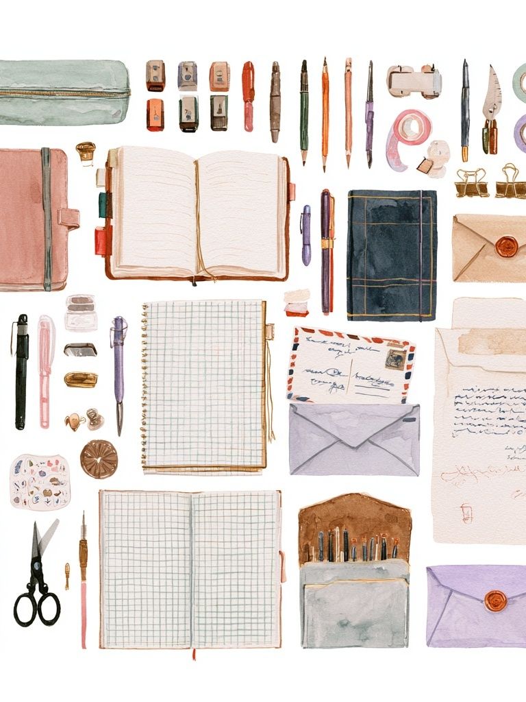 Stationery Watercolor Illustration Poster. poster detail