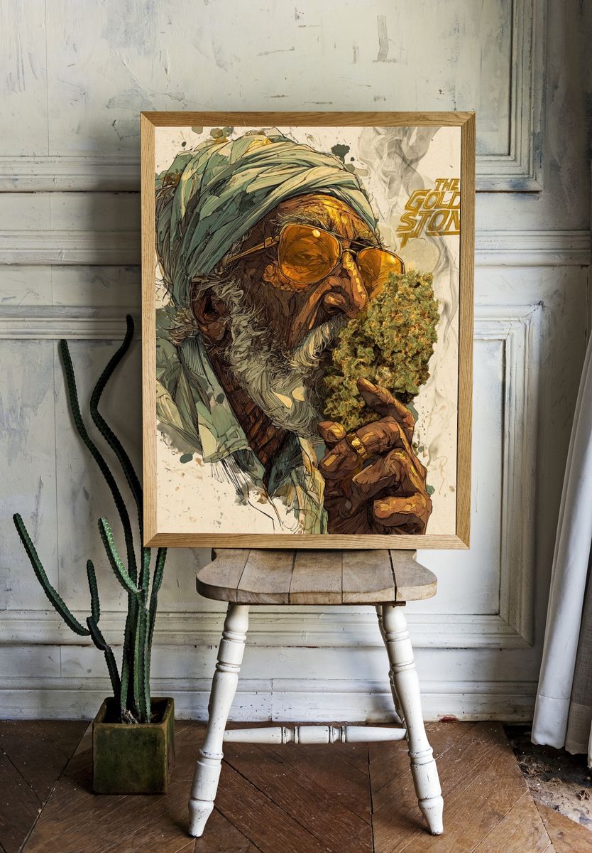 The Golden Stoner Illustration Poster room preview