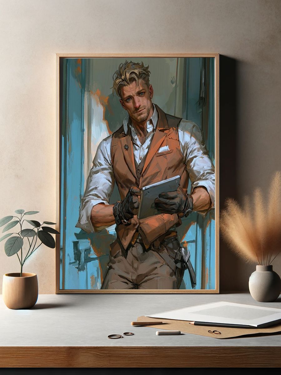 Stylish Portrait Illustration Poster. — room view 2