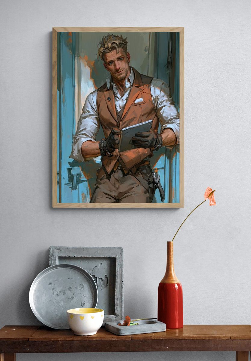 Stylish Portrait Illustration Poster. — room view 3