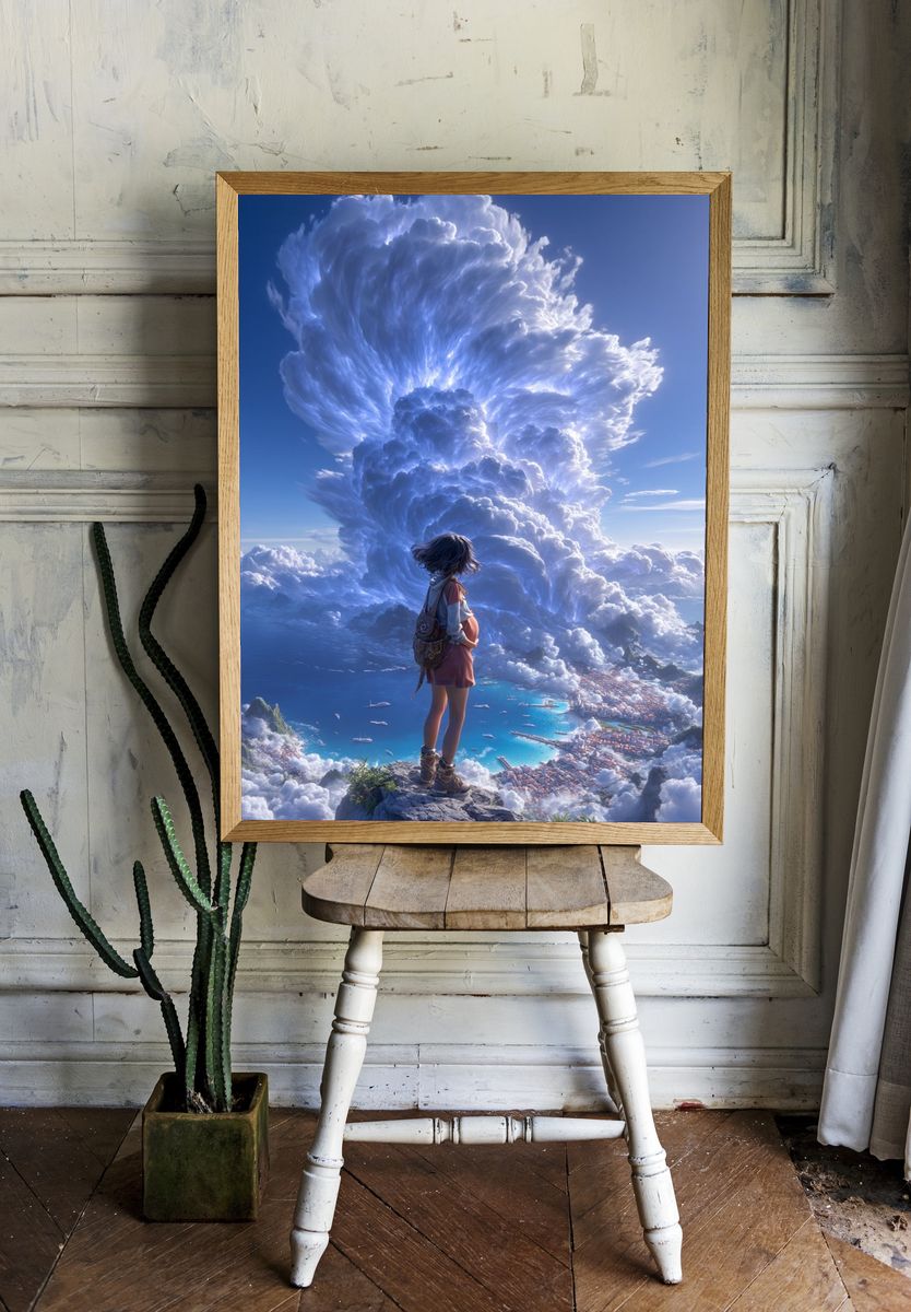 Cloud Giant Fantasy Illustration Poster. room preview