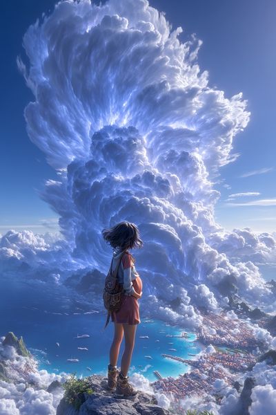 Cloud Giant Fantasy Illustration Poster. poster