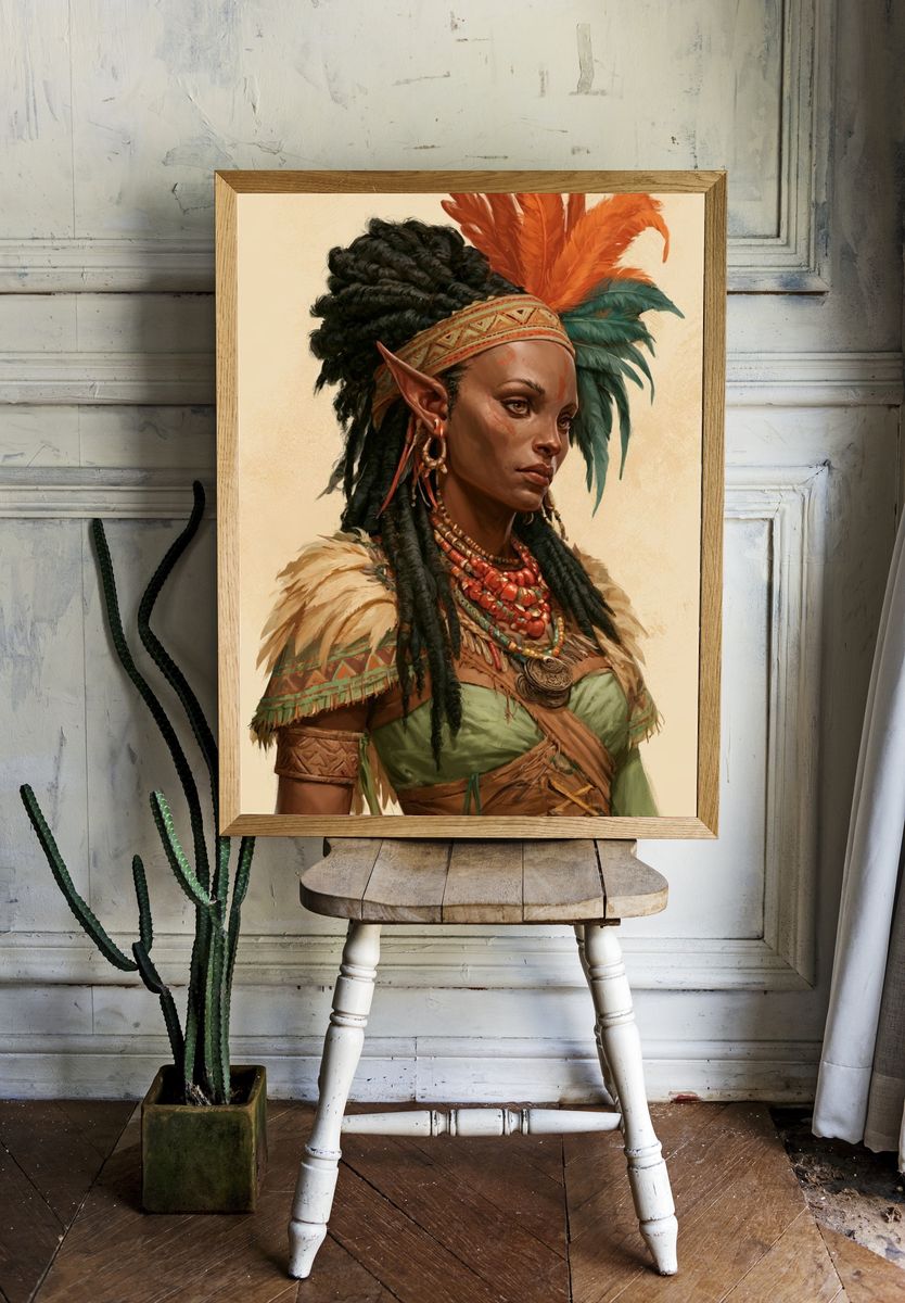 Fantasy Elf Portrait Print. room preview