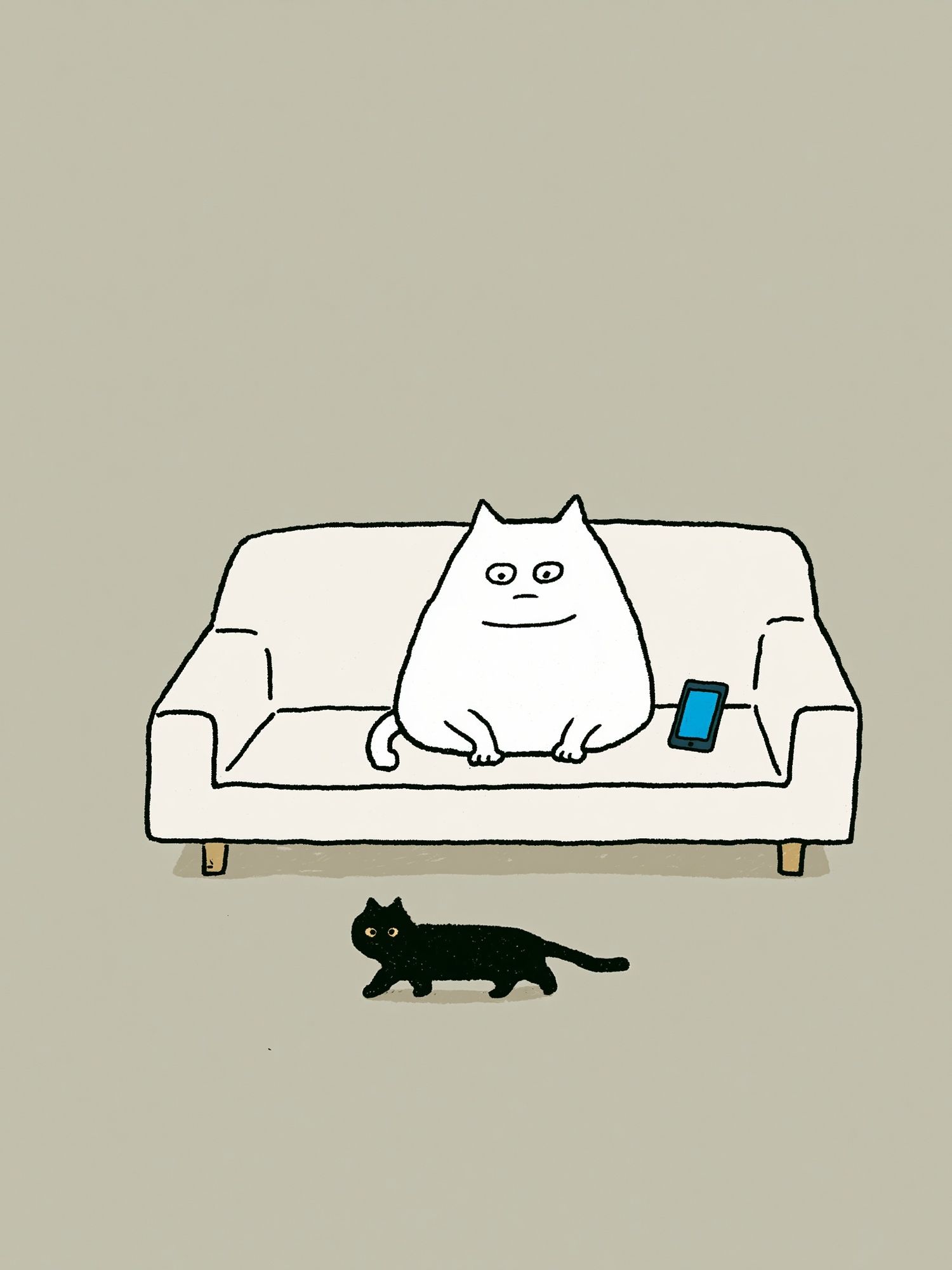 Cat on Sofa Illustration Poster. poster detail