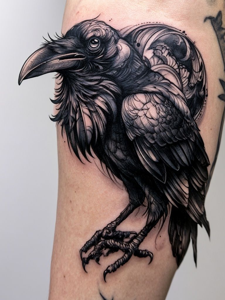Raven Tattoo Illustration Poster. poster detail