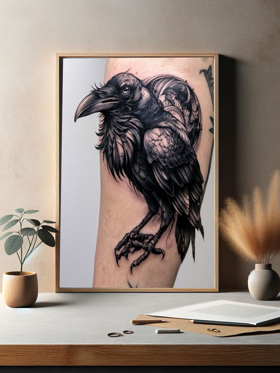 Raven Tattoo Illustration Poster. — room view 2