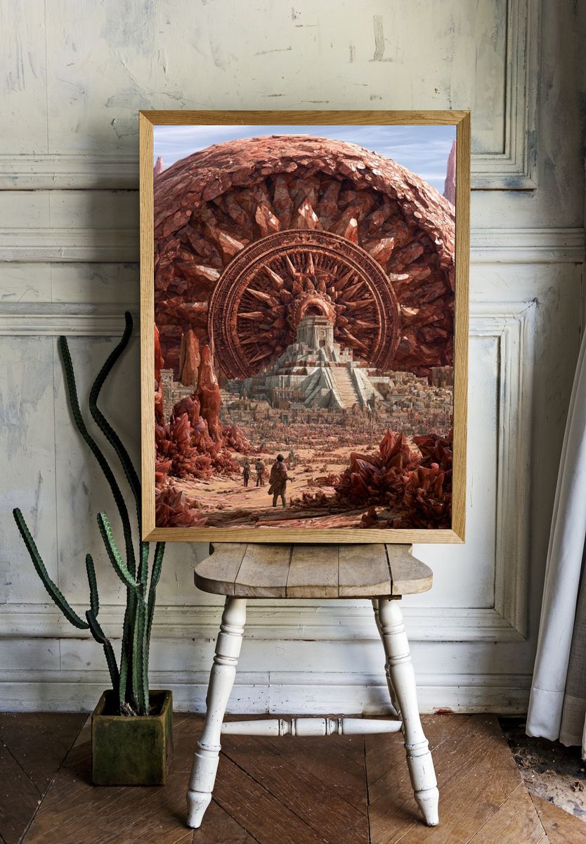 Crystal Desert Temple Sci-Fi Print. — room view 1
