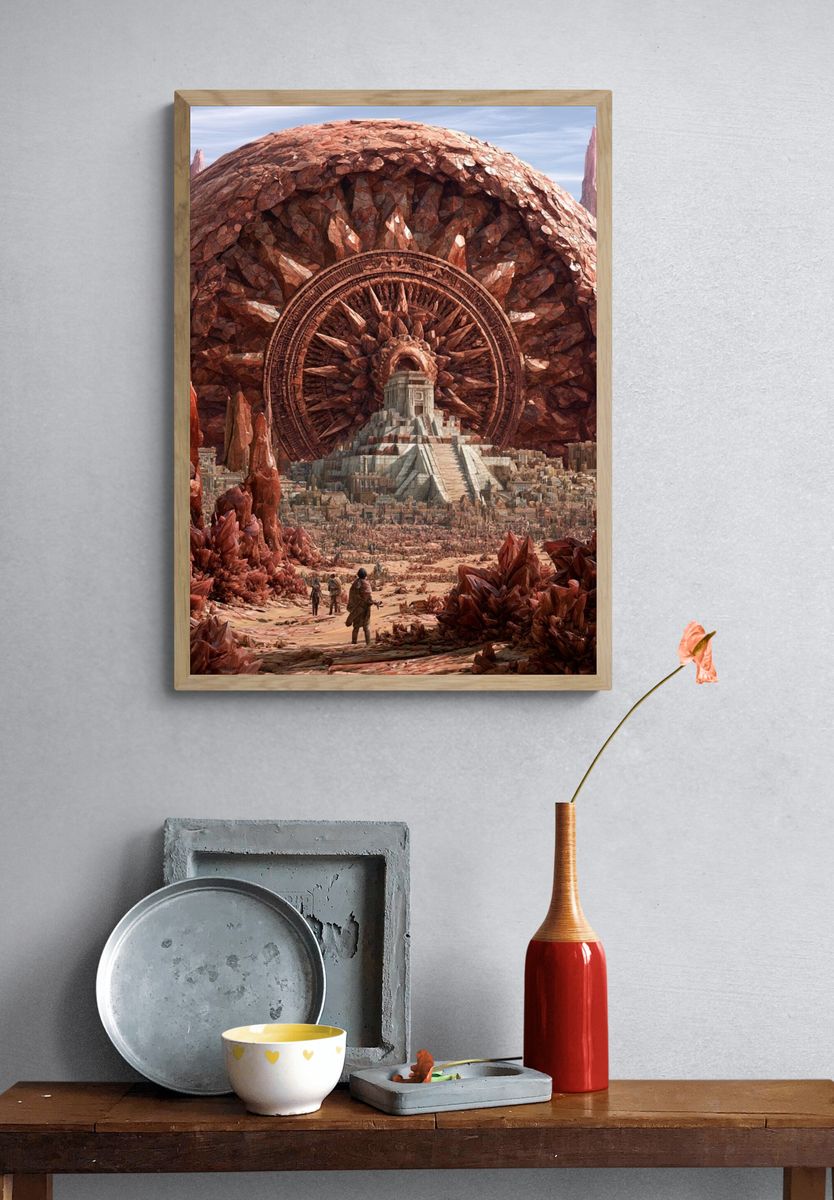 Crystal Desert Temple Sci-Fi Print. — room view 3