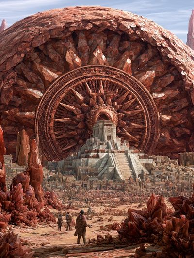 Crystal Desert Temple Sci-Fi Print. poster