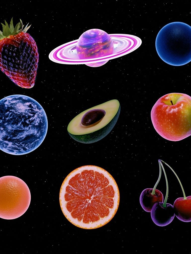 Cosmic Fruit Collage Poster. poster — illustration art
