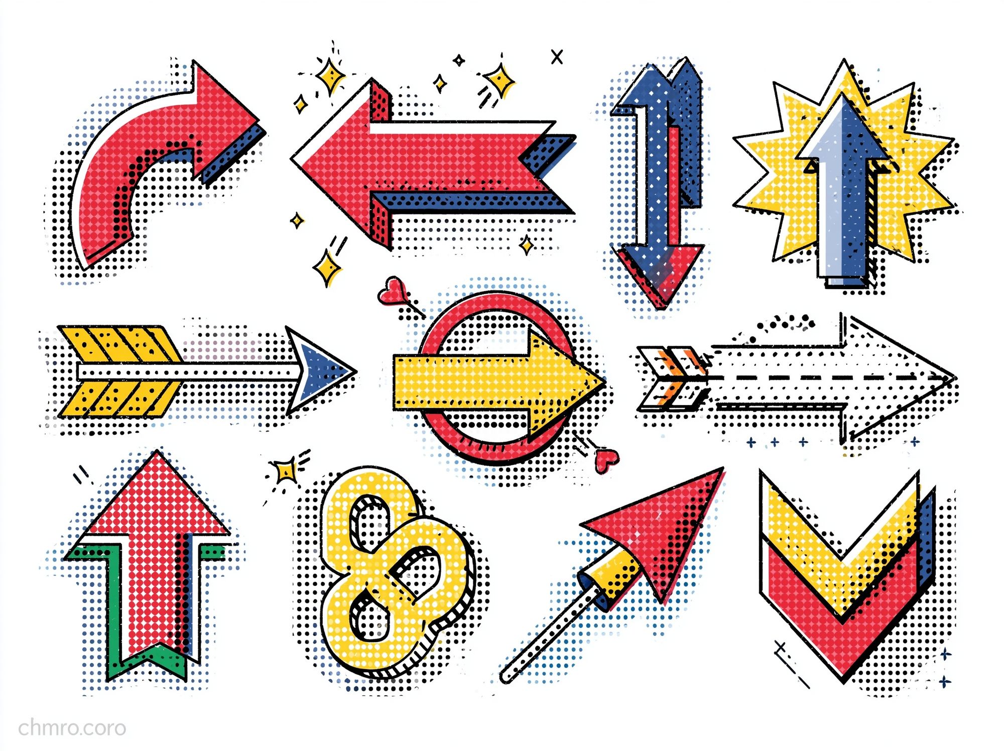 Pop Art Arrows Typography Print. poster — illustration art