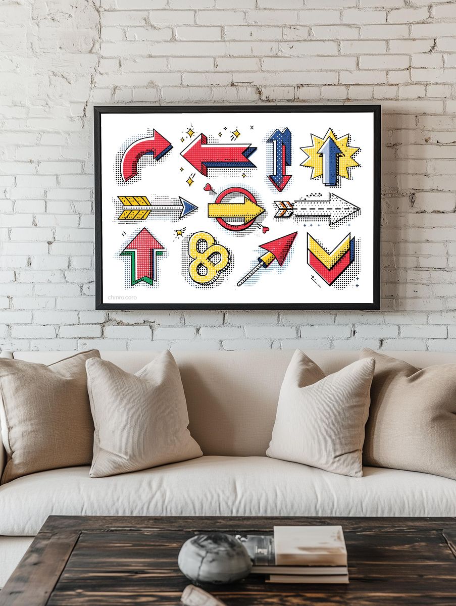 Pop Art Arrows Typography Print. room preview