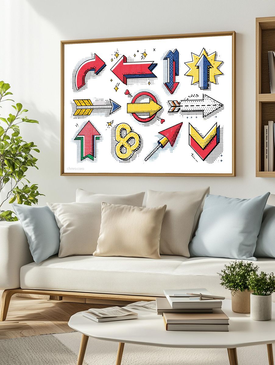 Pop Art Arrows Typography Print. — room view 2