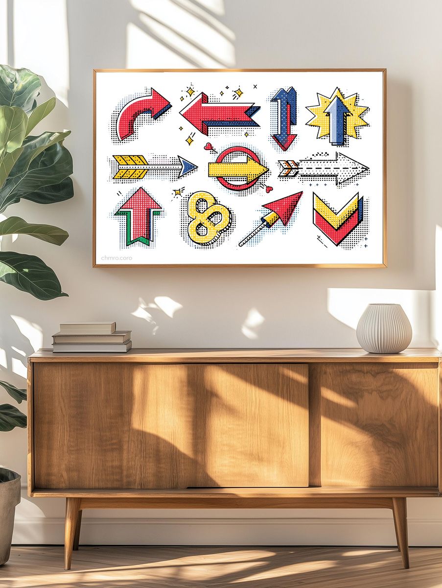 Pop Art Arrows Typography Print. — room view 3