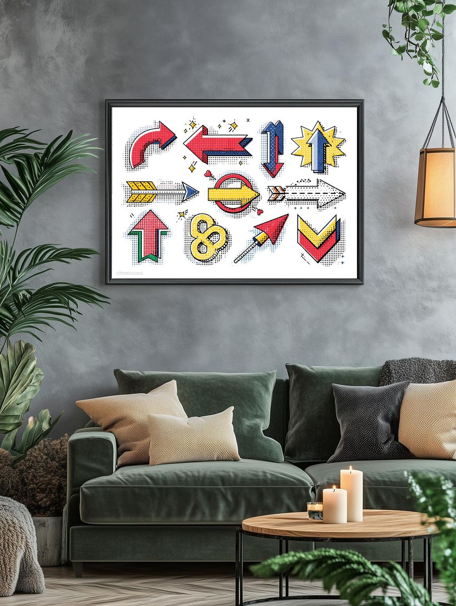 Pop Art Arrows Typography Print. — room view 4