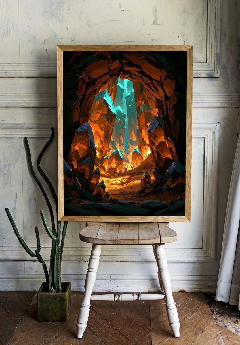 Crystal Cavern Digital-Art Poster. — room view 1
