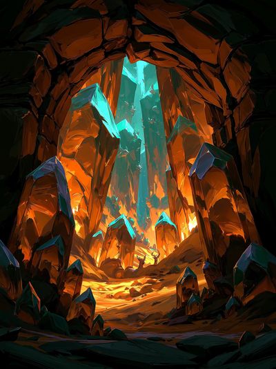 Crystal Cavern Digital-Art Poster.