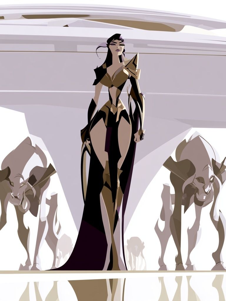 Futuristic Warrior Queen Illustration Poster. poster detail