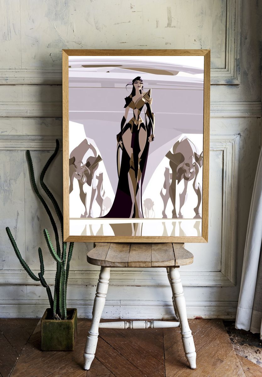 Futuristic Warrior Queen Illustration Poster. room preview