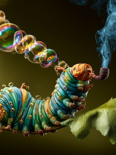 Surreal Caterpillar Smoke Poster. poster
