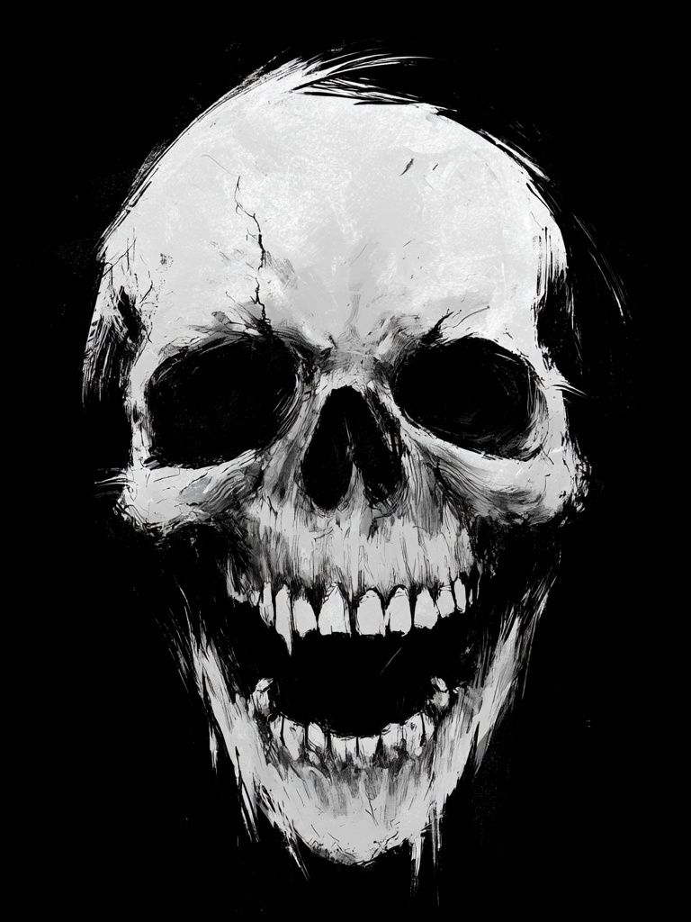 Grinning Skull Black-White Poster. poster detail